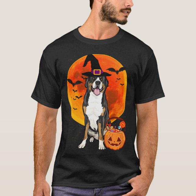Halloween Greater Swiss Mountain Dog Jack O Lanter T-Shirt (Front)