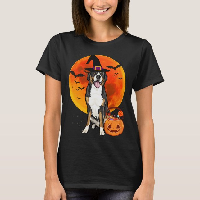 Halloween Greater Swiss Mountain Dog Jack O Lanter T-Shirt (Front)