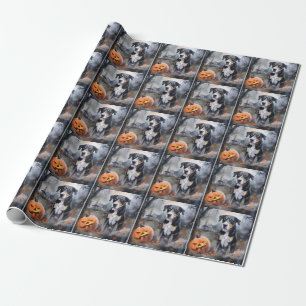 Halloween Greater Swiss With Pumpkins Scary Wrapping Paper