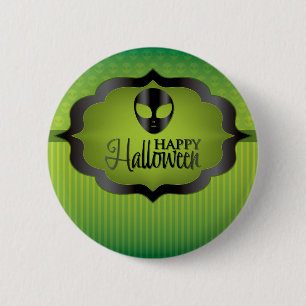 Halloween green alien 6 cm round badge