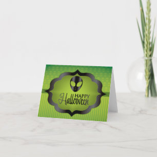 Halloween green alien card