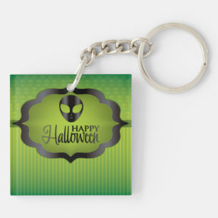 Halloween green alien key ring