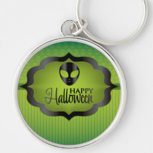 Halloween green alien key ring