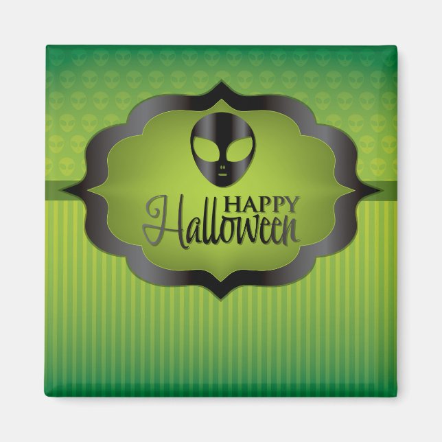 Halloween green alien magnet (Front)