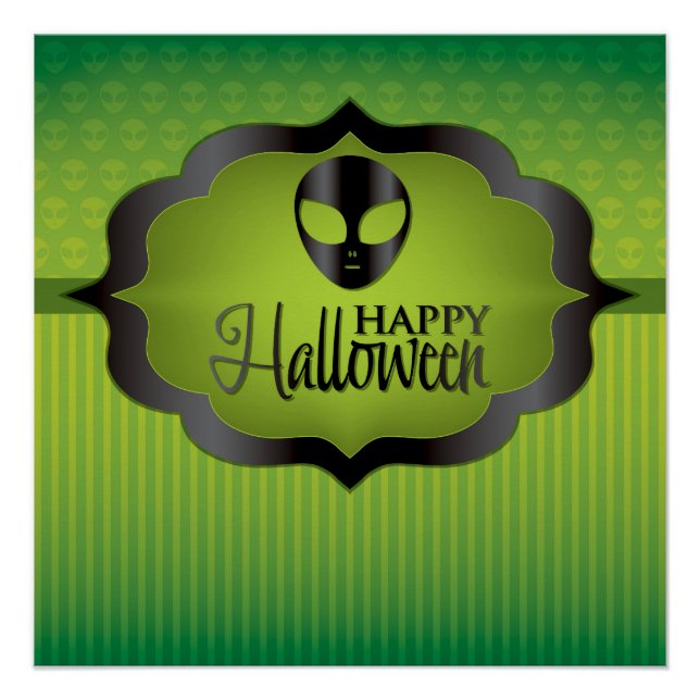 Halloween green alien poster (Front)