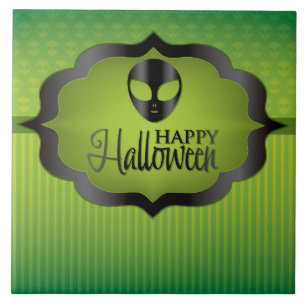 Halloween green alien tile