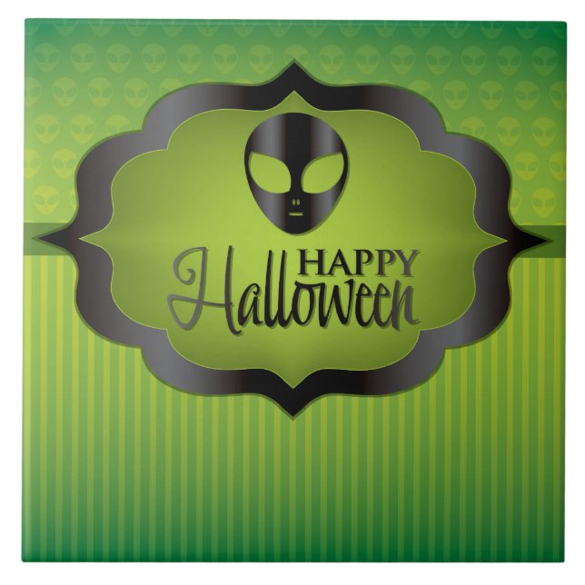 Halloween green alien tile (Front)