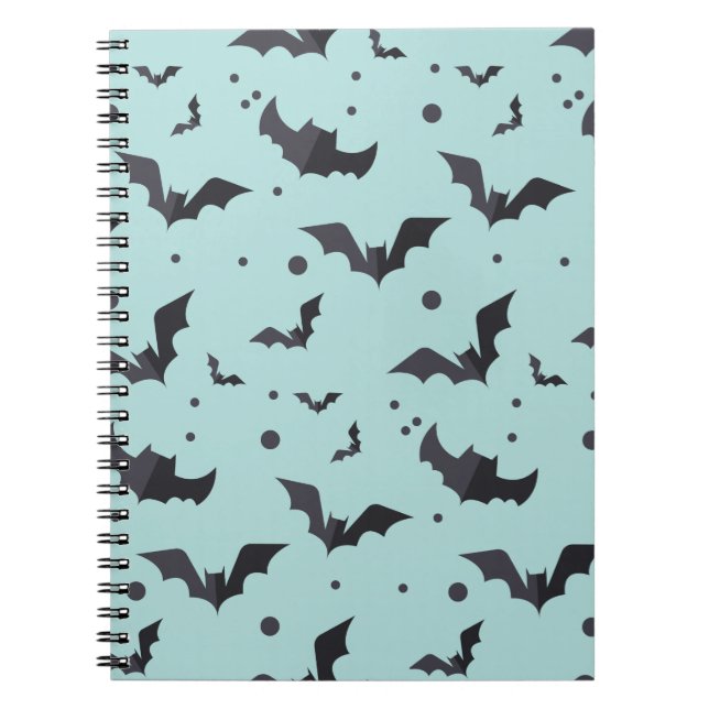 Halloween Green Bat Pattern Notebook (Front)