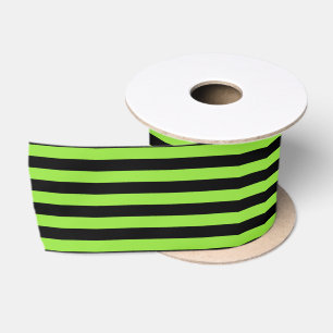 Halloween Green Black Stripes Classy Gift Wrap Satin Ribbon