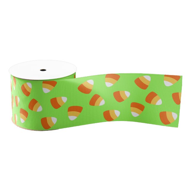 Halloween Green Candy Corn Ribbon Grosgrain Ribbon (Spool)