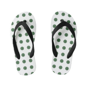 Halloween Green Polka Dot Eyes Kid's Flip Flops
