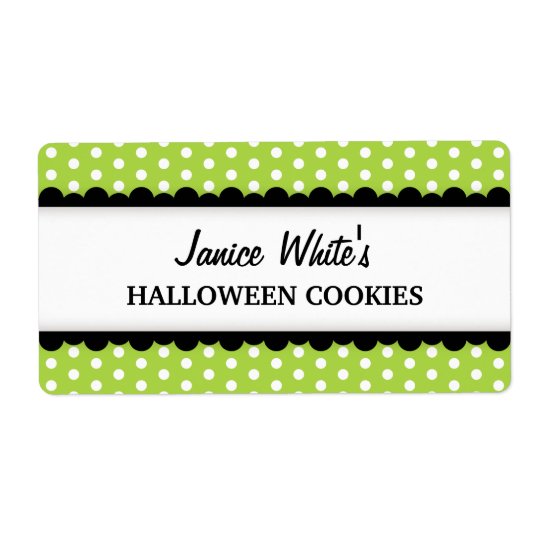 Halloween green polka dot pattern canning jar shipping label