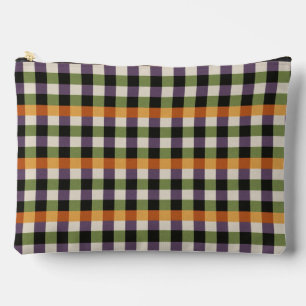 Halloween green, purple & black gingham pattern accessory pouch