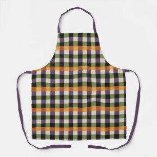 Halloween green, purple & black gingham pattern apron