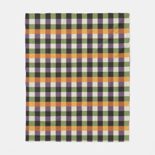 Halloween green, purple & black gingham pattern fleece blanket