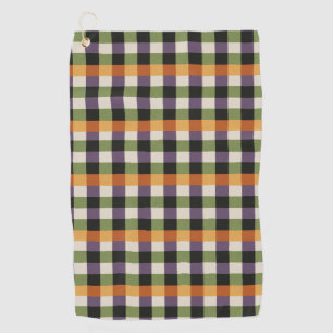 Halloween green, purple & black gingham pattern golf towel