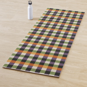 Halloween green, purple & black gingham pattern yoga mat