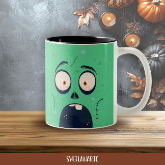 Halloween Green Scared Zombie Coffee Mug