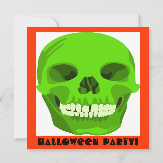Halloween Green Skull Invite (Front)