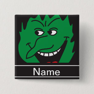Halloween Green Witch Face Personalise 15 Cm Square Badge