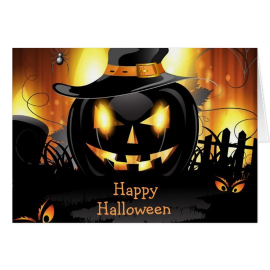Halloween Greeting Card/Black Jack-o-lantern Card