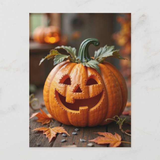 Halloween greeting card creepy pumpkin (Front)