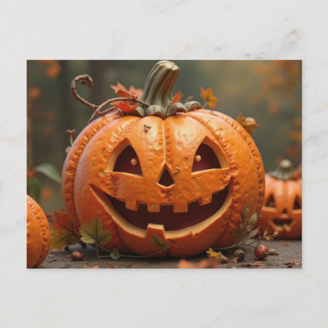 Halloween greeting card creepy pumpkin (Front)