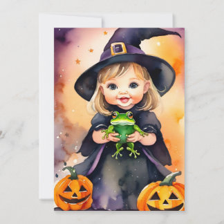 Halloween Greeting Card Cute Little Witch