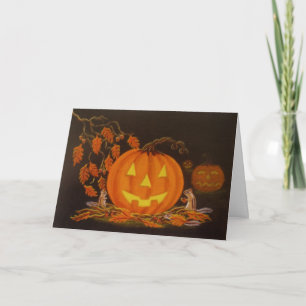 Halloween Greeting Card,Jack-O-Lantern,chipmunks Card