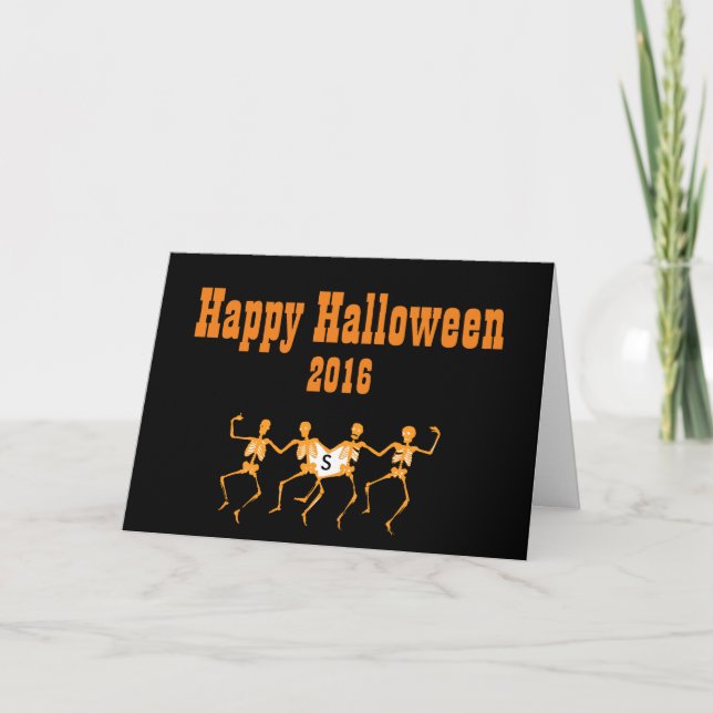Halloween Greeting Card with Dancing Skull's (Front)