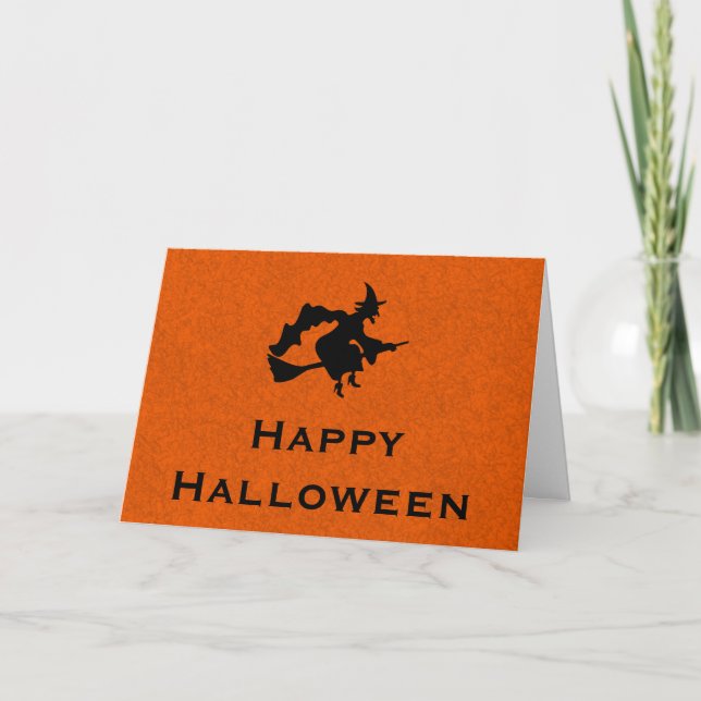 Halloween Greeting Card with Flying Witch (Front)