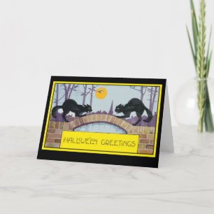 Halloween Greeting Card with Two Black Cats