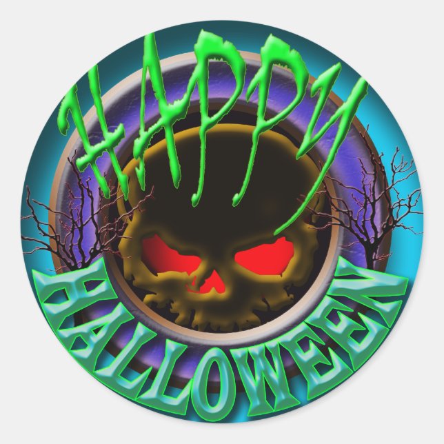 Halloween greeting classic round sticker (Front)