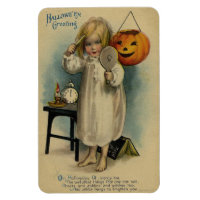 Halloween Greeting Girl Combing Hair Vintage