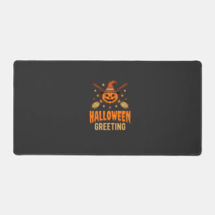 Halloween Greeting Witch Pumpkin Vintage Design Desk Mat