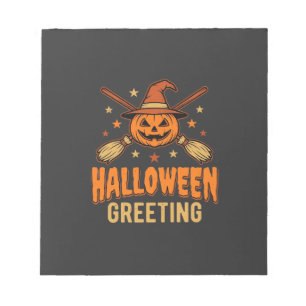 Halloween Greeting Witch Pumpkin Vintage Design Notepad