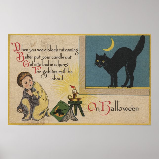 Halloween GreetingBlack Cat Poster (Front)