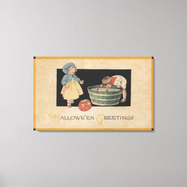 Halloween GreetingBobbing for Apples Canvas Print (Front)