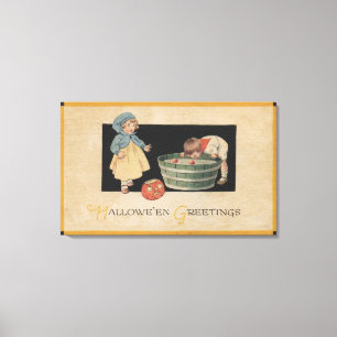 Halloween GreetingBobbing for Apples Canvas Print