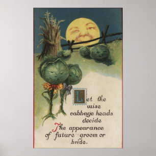 Halloween GreetingCabbage Anthropomorphism Poster
