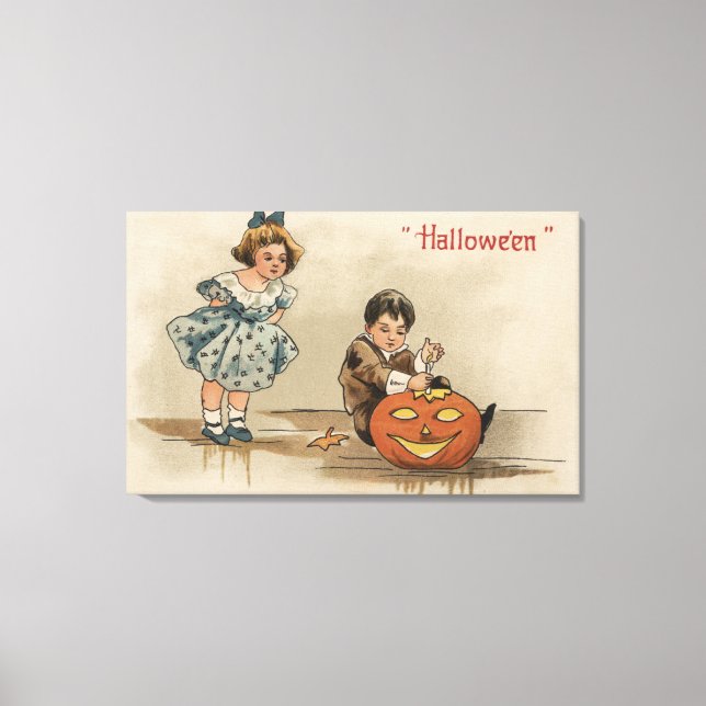 Halloween GreetingCarving Pumpkin Canvas Print (Front)