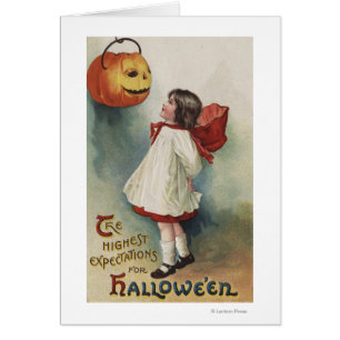 Halloween GreetingGirl in Red and White