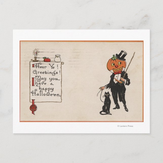 Halloween GreetingJack-O-Lantern in Tux Postcard (Front)