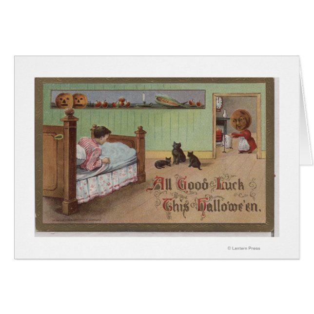 Halloween GreetingKid in Bed (Front Horizontal)
