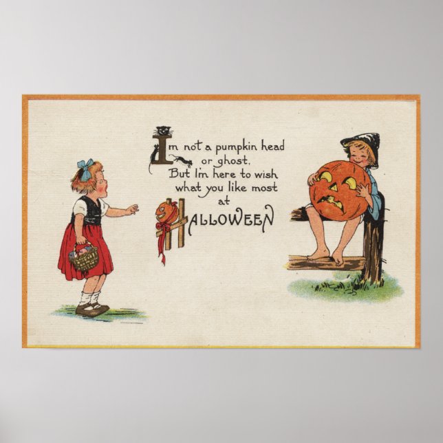Halloween GreetingKid on Fence Poster (Front)