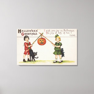 Halloween GreetingPumpkin on Stick Canvas Print