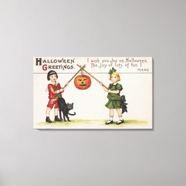 Halloween GreetingPumpkin on Stick Canvas Print (Front)