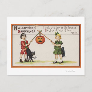 Halloween GreetingPumpkin on Stick Postcard