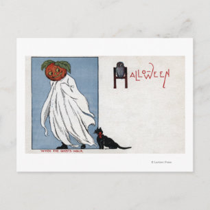 Halloween GreetingPumpkin under Sheet Postcard