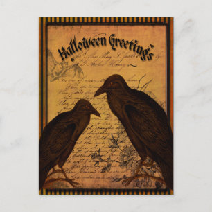 Halloween Greetings - Crows Postcard